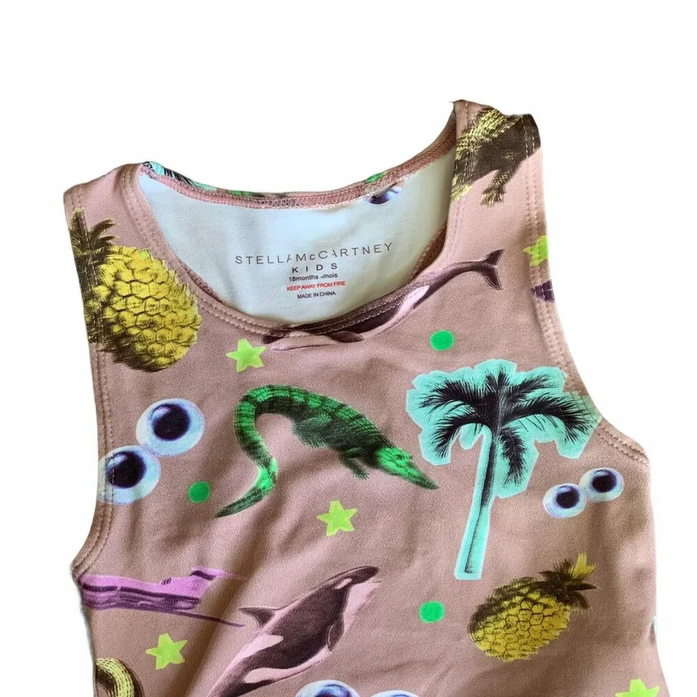 Stella McCartney Novelty Print Tropical & Seal Life One Piece Swimsuit